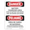 Signmission Safety Sign, OSHA Danger, 7" Height, Battery Charging Area Risks Bilingual Spanish OS-DS-D-57-VS-1841 - alternate 1